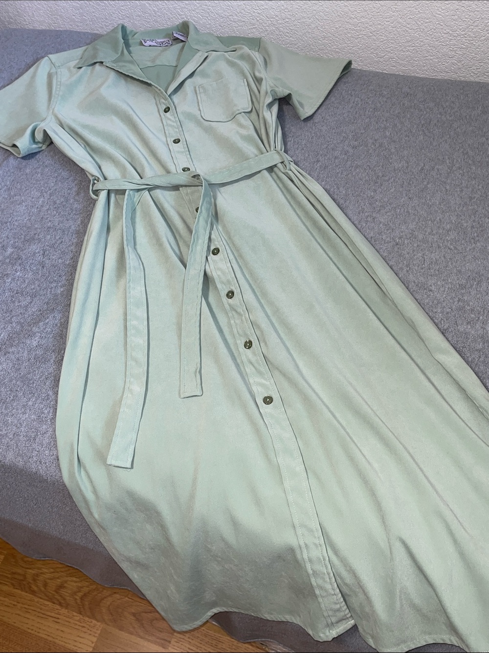 Long Modest Shirt Dress 1X Button Front Belted Maxi Teacher